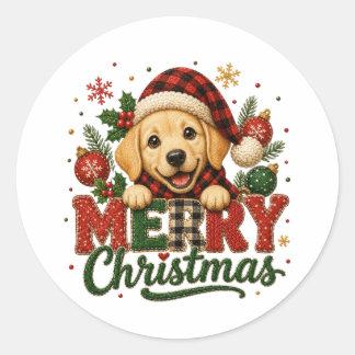 Süßer Labrador Retriever Frohe Weihnachten Runder Aufkleber