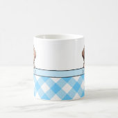 Süßer Labrador-Welpe Beste-Hund-Mama Blau Gingham Kaffeetasse (Mittel)