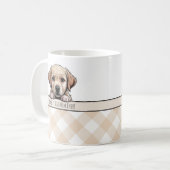 Süßer Labrador-Welpe Beste Hundemutter Beige Gingh Kaffeetasse (Vorderseite Links)