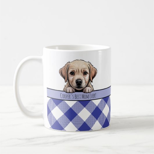 Süßer Labrador-Welpe Beste Hundemutter Dunkelblau Kaffeetasse (Links)