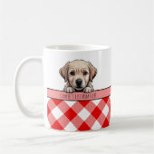 Süßer Labrador-Welpe Beste Hundemutter Roter Gingh Kaffeetasse (Links)