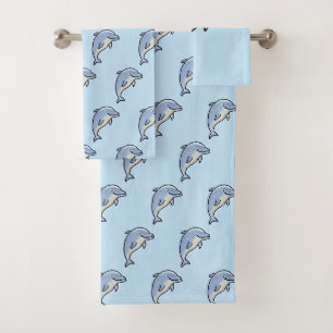 Süßer lächelnder Delfin Badhandtuch Set