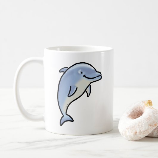 Süßer lächelnder Delfin Kaffeetasse (Mit Donut)