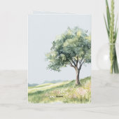 Süßer lächelnder Fuchs Feld der Blumen Baum Geburt Karte (Rückseite)