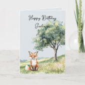 Süßer lächelnder Fuchs Feld der Blumen Baum Geburt Karte (Vorderseite)