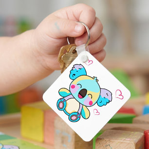 Süßer lächelnder Kawaii-Babykoala mit Liebesherzen Schlüsselanhänger