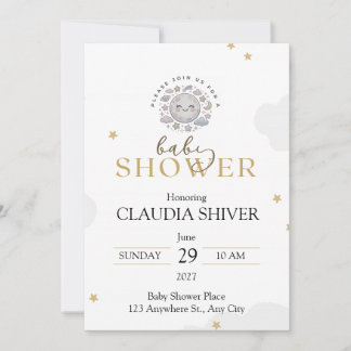 Süßer lächelnder Mond mit Sternen und Wolken Einladung