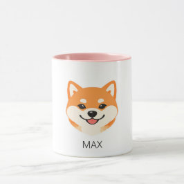 Süßer lächelnder Shiba Inu Hund mit individuellem  Tasse