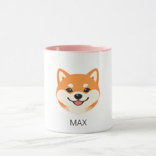 Süßer lächelnder Shiba Inu Hund mit individuellem Tasse