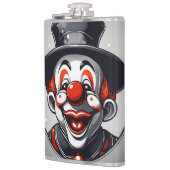 Süßer Lachender Clown-Logo – Einfach Schwarz & Wei Flachmann (Links)