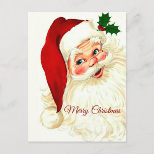 Süßer, lachender Vintage-Weihnachtsmann Postkarte