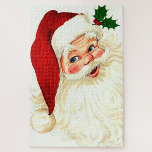 Süßer, lachender Vintage-Weihnachtsmann Puzzle