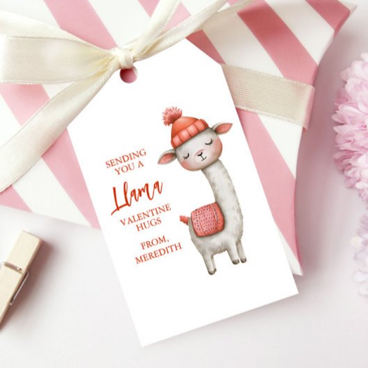 Süßer Lama Valentinstag, Kinderklasse Geschenkanhänger