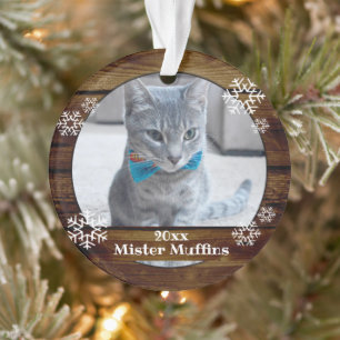 Süßer ländlicher Holz-Schneeflocken-Katze-Hund-Hau Ornament