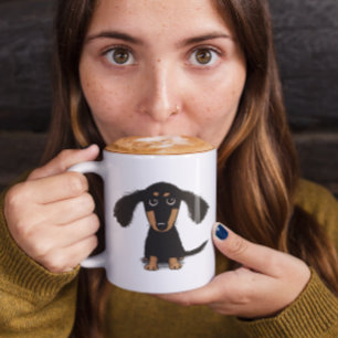 Süßer Langhaar-Dachshund-Welpe Kaffeetasse