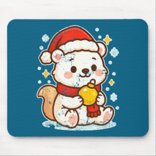 Süßer Lar Bär Winter Mit Santa Hut Mousepad