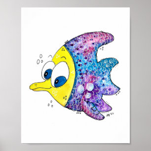 Süßer Launischer Bunter Fisch Poster