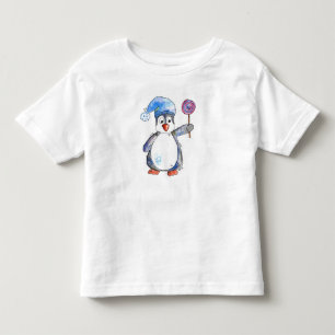 Süßer launischer Pinguin mit einem Lutscher Kleinkind T-shirt