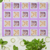 Süßer Lavendel Blaubeer Patchwork-Keksbär Geschirrtuch (Gefaltet)