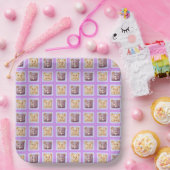 Süßer Lavendel Blaubeer Patchwork-Keksbär Pappteller (Party)