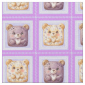 Süßer Lavendel Blaubeer Patchwork Teddybär Stoff (Nahaufnahme)