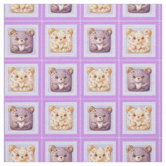 Süßer Lavendel Blaubeer Patchwork Teddybär Stoff (Muster)
