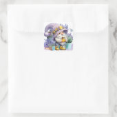 Süßer Lavendel-Gnom Quadratischer Aufkleber (Tasche)