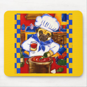 Süßer Le Cafe Pug Koch Mousepad