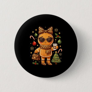 Süßer Lebkuchen-Leopard-Weihnachten-Xmas-Mädchen-F Button