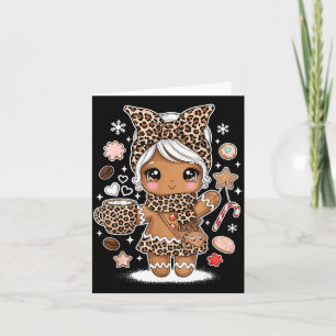 Süßer Lebkuchen-Leopard-Weihnachten-Xmas-Mädchen-F Karte