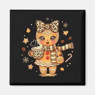 Süßer Lebkuchen-Leopard-Weihnachten-Xmas-Mädchen-F Magnet
