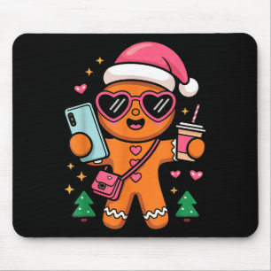 Süßer Lebkuchen macht Selfie in Weihnachtspyjama Mousepad