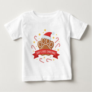 Süßer Lebkuchen-Pfotenabdruck Baby's erstes Weih Baby T-shirt