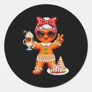 Süßer Lebkuchen trinkt Kaffee Weihnachtsbaum Ca Runder Aufkleber