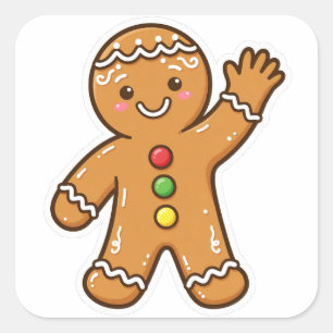 Süßer Lebkuchen-Weihnachtssticker Quadratischer Aufkleber