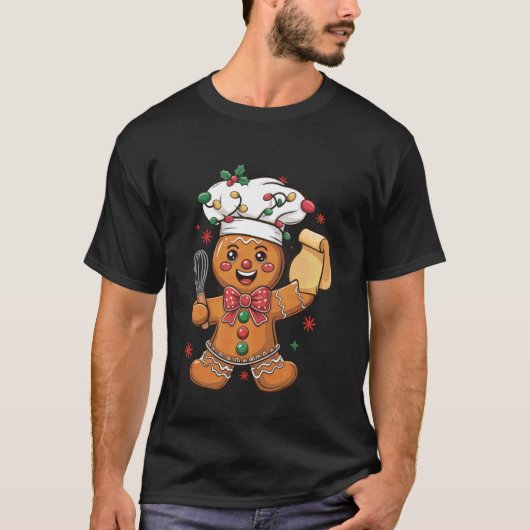 Süßer Lebkuchenmann Bäcker Lustiger Weihnachtskoch T-Shirt (Vorderseite)