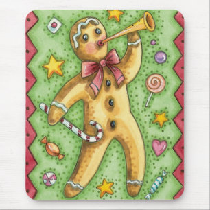 Süßer Lebkuchenmann, der ein Horn bläst, Weihnacht Mousepad