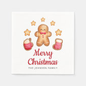 Süßer Lebkuchenmann Frohe Weihnachten Serviette (Vorderseite)