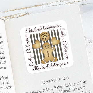 Süßer Lebkuchenmann-Keks-Exlibris Quadratischer Aufkleber