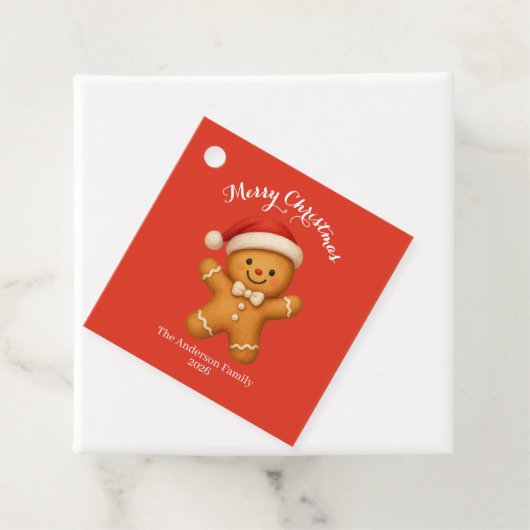 Süßer Lebkuchenmann mit Weihnachtsmannmütze - Geschenkanhänger (Beispiel)