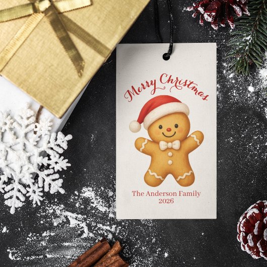 Süßer Lebkuchenmann mit Weihnachtsmannmütze - Geschenkanhänger