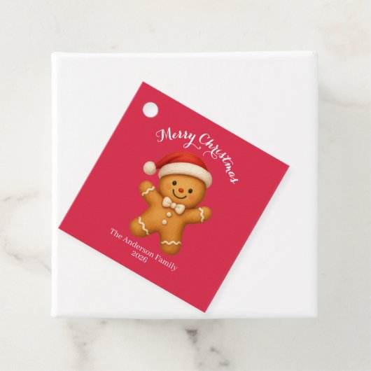 Süßer Lebkuchenmann mit Weihnachtsmannmütze - Geschenkanhänger (Beispiel)