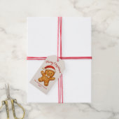 Süßer Lebkuchenmann mit Weihnachtsmannmütze - Geschenkanhänger (Mit Garn)