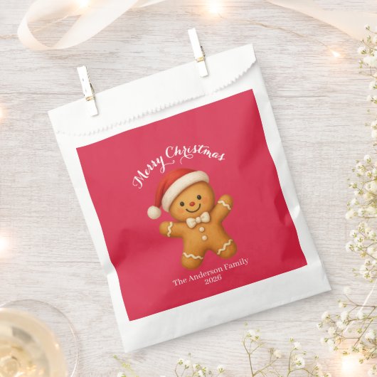 Süßer Lebkuchenmann mit Weihnachtsmannmütze - Geschenktütchen (Ausgeschnitten)