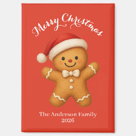 Süßer Lebkuchenmann mit Weihnachtsmannmütze - Magnet