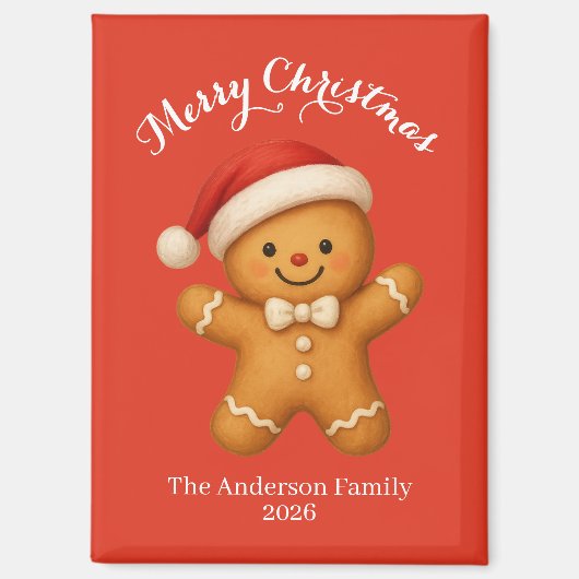 Süßer Lebkuchenmann mit Weihnachtsmannmütze - Magnet (Vorderseite)