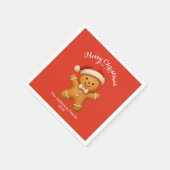 Süßer Lebkuchenmann mit Weihnachtsmannmütze -  Serviette (Ecke)