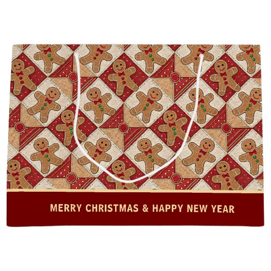 Süßer Lebkuchenmann-Patchwork-Muster individuell Große Geschenktüte (Vorderseite)