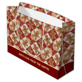 Süßer Lebkuchenmann-Patchwork-Muster individuell Große Geschenktüte (Rückseite Schrägansicht)