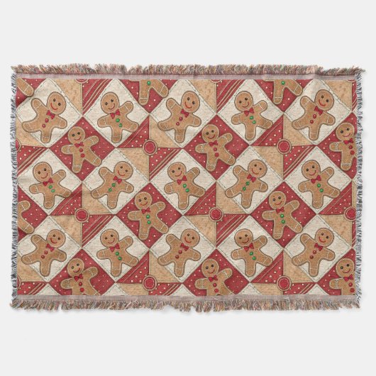 Süßer Lebkuchenmann-Patchwork-Muster-Stil Decke (Vorderseite)